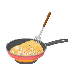 Omelette cooking. Fast and easy breakfast with egg