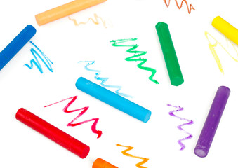 pastel oil crayons isolated on white