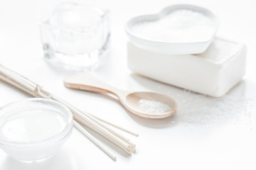 monochrome cosmetic set in SPA concept on white background