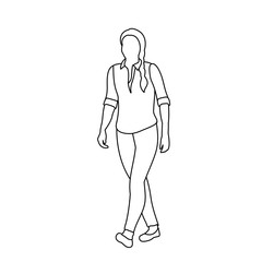 vector, isolated, girl goes sketch