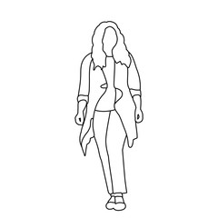 vector, in isolation, girl, woman goes sketch