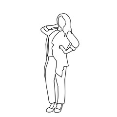 vector, isolated, girl, woman posing sketch