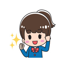 High school girl with guts posing upper body