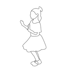 vector isolated baby girl dancing sketch