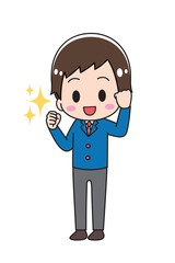 A male student with a guts pose