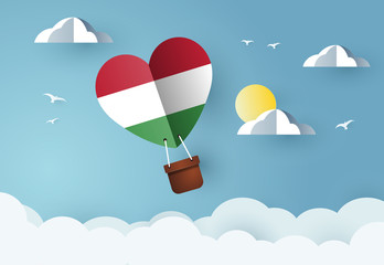  Heart air balloon with Flag of Hungary for independence day or something similar