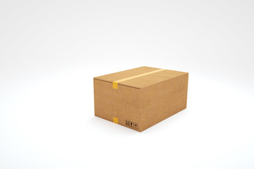 Cardboard box on white background,3D render