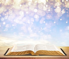 Open book on   table,close up