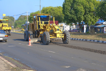 motor grader working, motor grader working from Thailand country