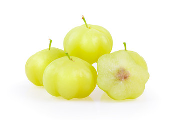 Star Gooseberry bunch (Phyllanthus acidus) fruit isolated on white background