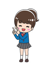 High school girl with a finger