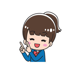 High school girl with a finger upper body