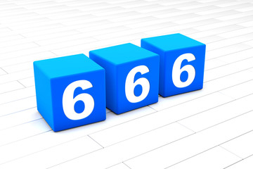 3D rendered illustration of the symbolic number 666 made of cubes.