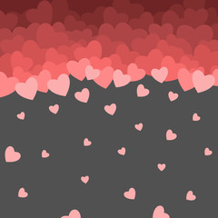 Vector pink hearts Illustration. Valentines Day lovely cute Card