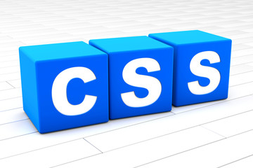 3D rendered illustration of the word CSS made of cubes.