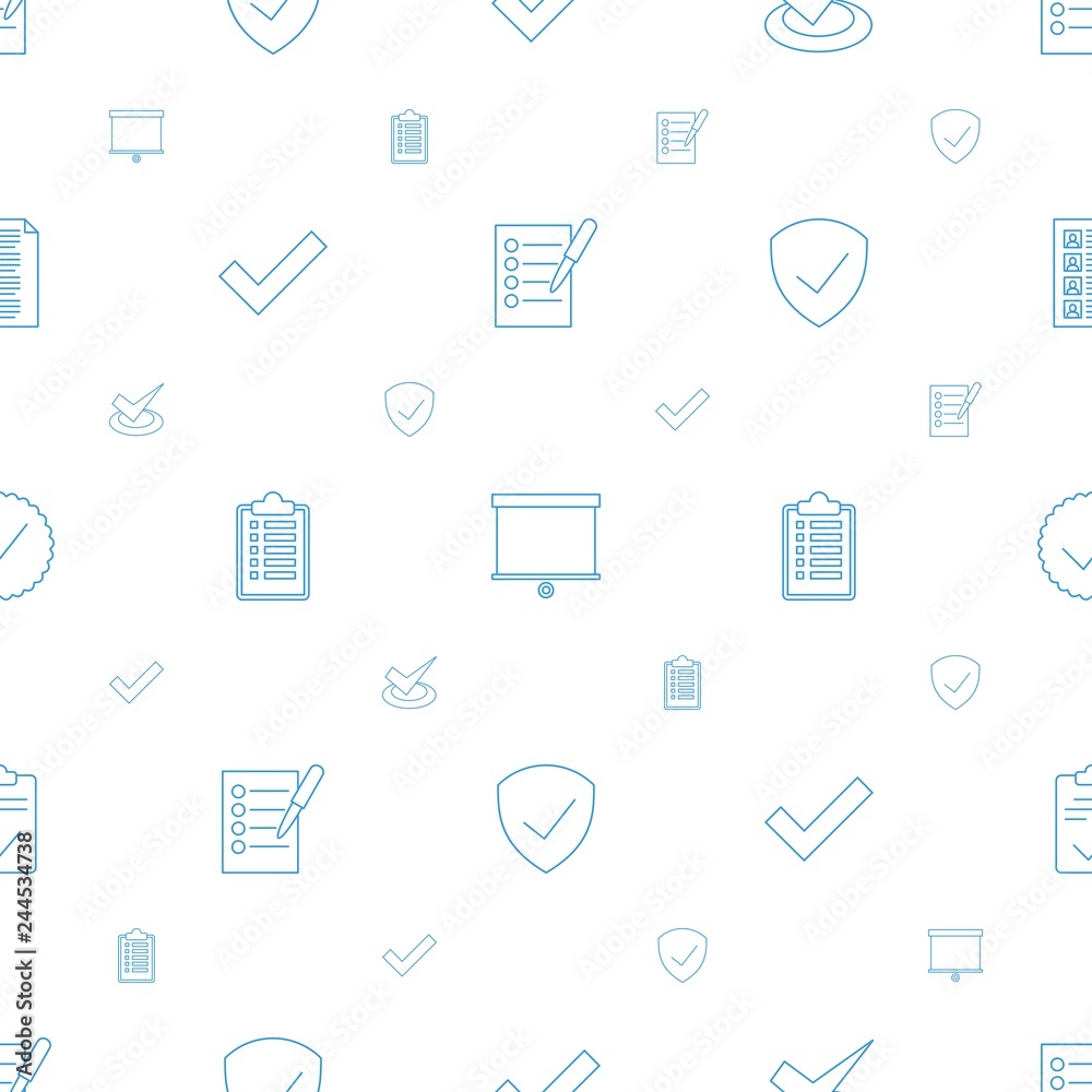 Sticker checkmark icons pattern seamless white background