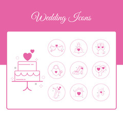 Wedding Icons Set with Outline Style