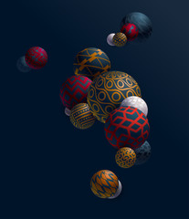 Multicolored 3D decorative balls