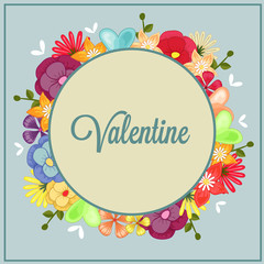 cute happy valentines day with bird floral theme