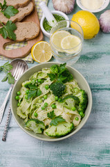 Traditional Italian pasta with green vegetables