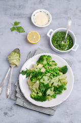 Traditional Italian pasta with green vegetables