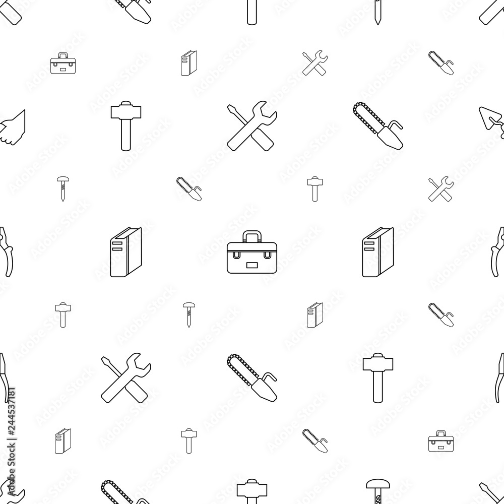 Poster hardware icons pattern seamless white background