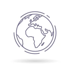 Fotobehang Globe icon. Earth sign. World symbol. Simple thin line icon on white background. Vector illustration. © JoelMasson