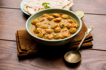 Masala Soya Chunk Curry made using Soyabean nuggets and spices - protein rich food from India