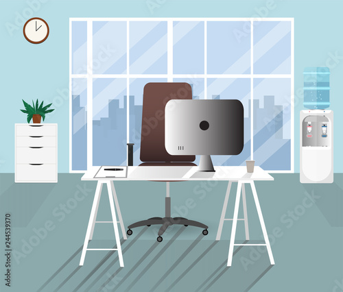 Flat Office Concept Illustration Vector Workplace Modern