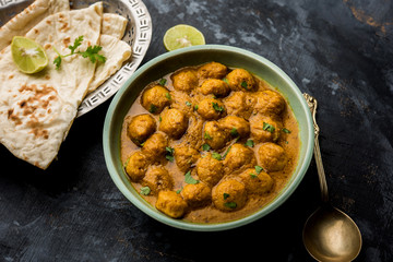 Masala Soya Chunk Curry made using Soyabean nuggets and spices - protein rich food from India