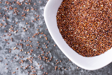  Quinoa in a plate on the table, background