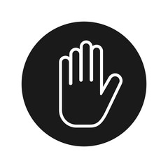 Fototapeta premium Stop hand icon flat black round button vector illustration