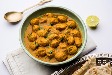 Masala Soya Chunk Curry made using Soyabean nuggets and spices - protein rich food from India