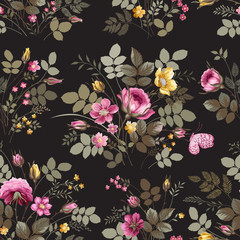 Panele Szklane  seamless floral pattern with roses
