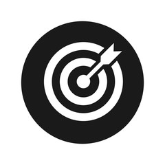 Target arrow icon flat black round button vector illustration