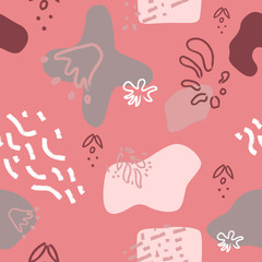 Red stylish digital geometric background with different shapes.	