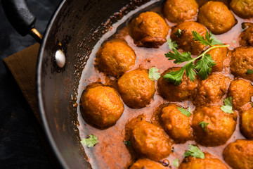 Masala Soya Chunk Curry made using Soyabean nuggets and spices - protein rich food from India