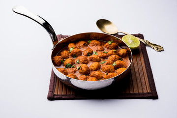 Masala Soya Chunk Curry made using Soyabean nuggets and spices - protein rich food from India