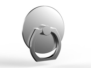 Blank cell phone ring finger holder grip. 3d render illustration.