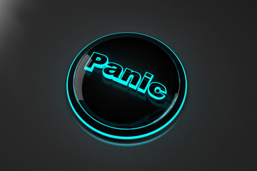 3D rendered illustration of a glowing Panic button.