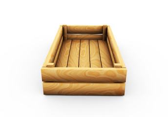 empty wooden crate. Isolated 3d rendering