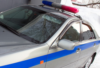 Fototapeta na wymiar Police car goes on mission