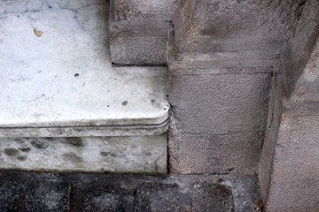 Concrete asphalt stone building pavement seam joint detail close up