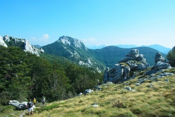 Fototapeta na wymiar Croatia-view of the tourists and mountains in the Velebit National Park