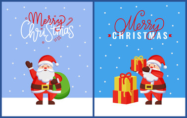Fototapeta na wymiar Merry Christmas greeting card with Santa Claus