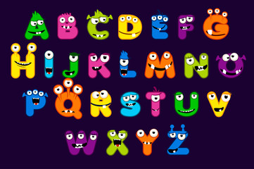Cartoon alphabet font, MONSTER style. Stock vector typeface for your design and UI Game, funny monster letter set © babysofja