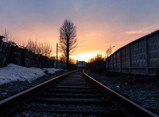 Fototapeta premium the train way going to a decline