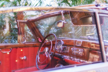 Interior of the old vintage car.