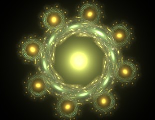 Abstract fractal color background with crossing circles and oval. Motion illustration.