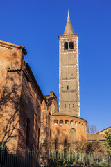 Fototapeta premium Milan Basilica of Saint Eustorgius (Basilica of Sant'Eustorgio). Basilica of Saint Eustorgius of extremely ancient origins (IV century) is known for having conserved relics of the Magi. Milan, Italy.